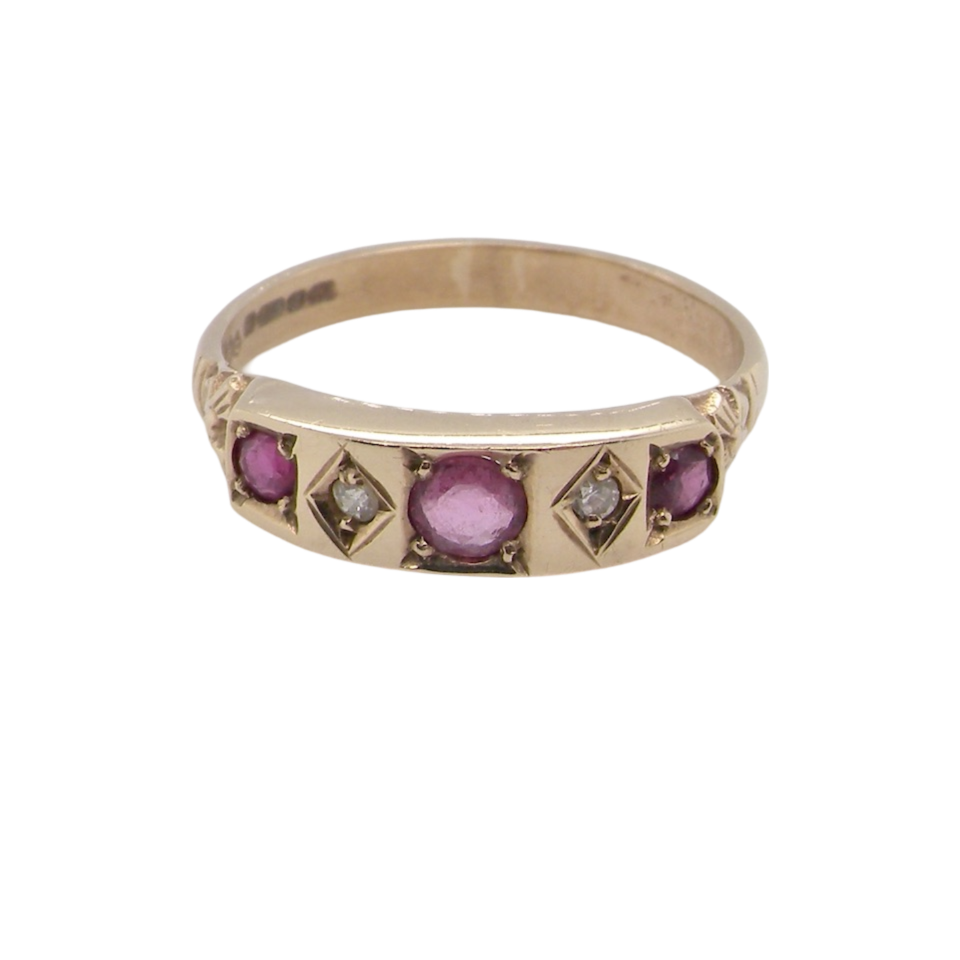 A Victorian style ruby and diamond ring