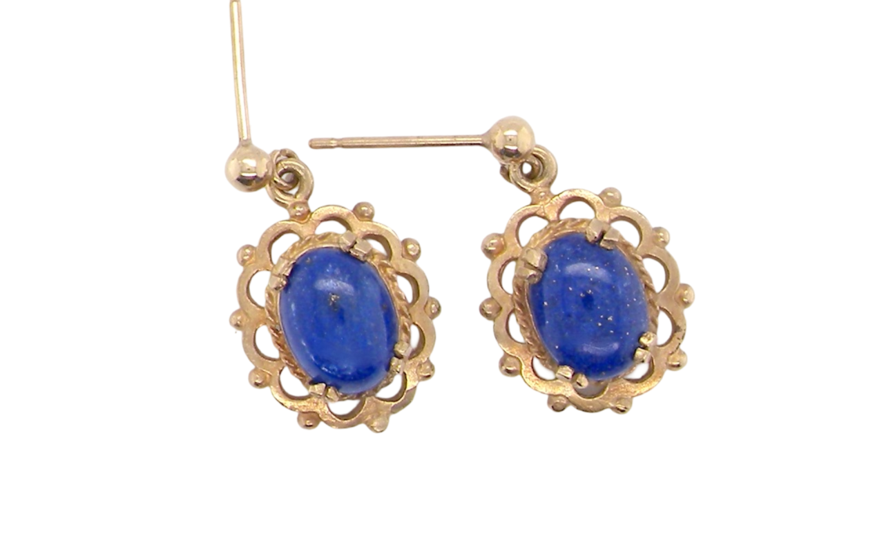 A pair of lapis drop earrings