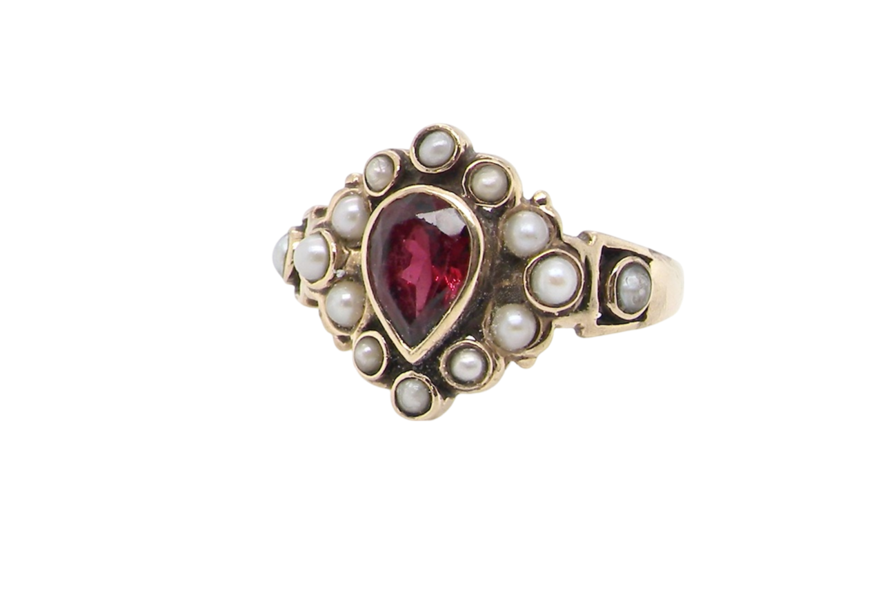 garnet and pearl dress ring