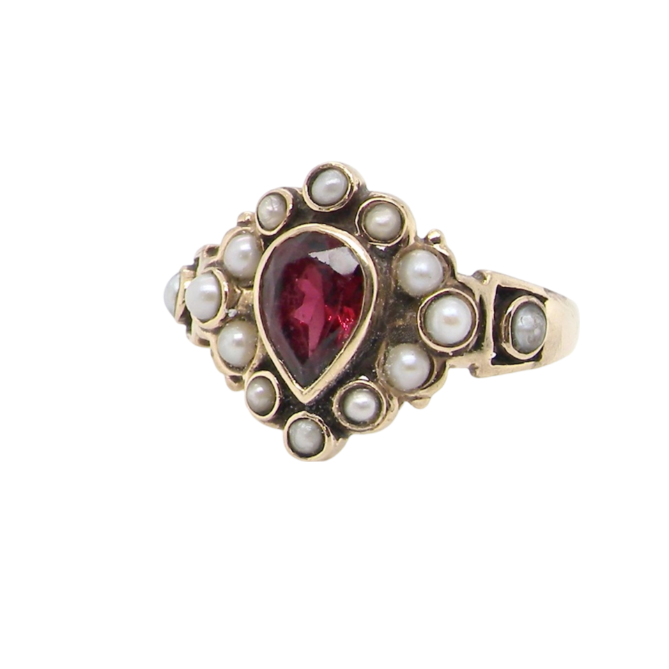 garnet and pearl dress ring