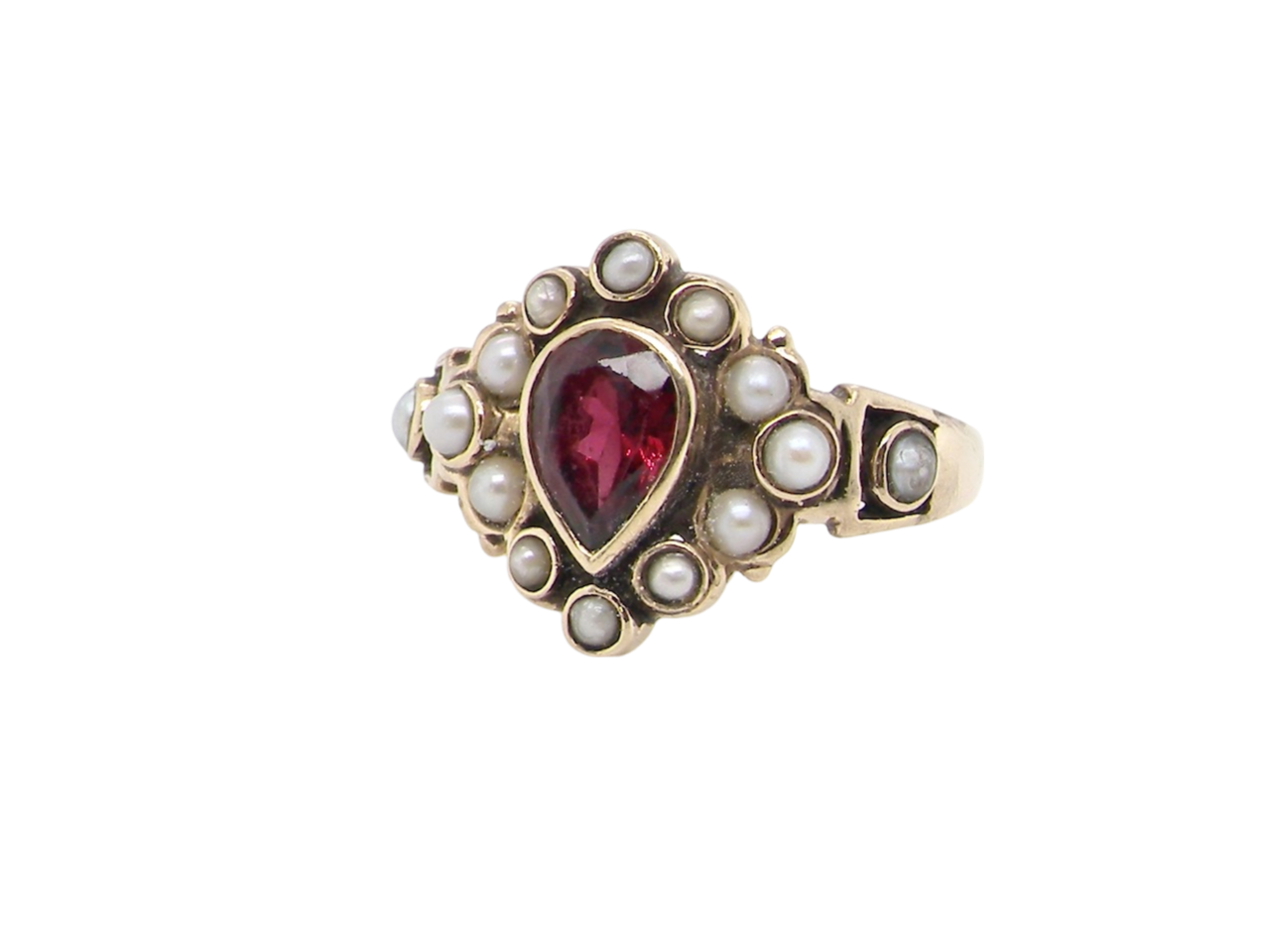 garnet and pearl dress ring