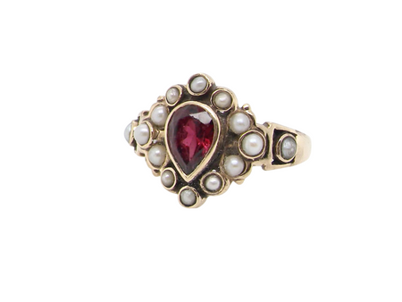  garnet and pearl dress ring