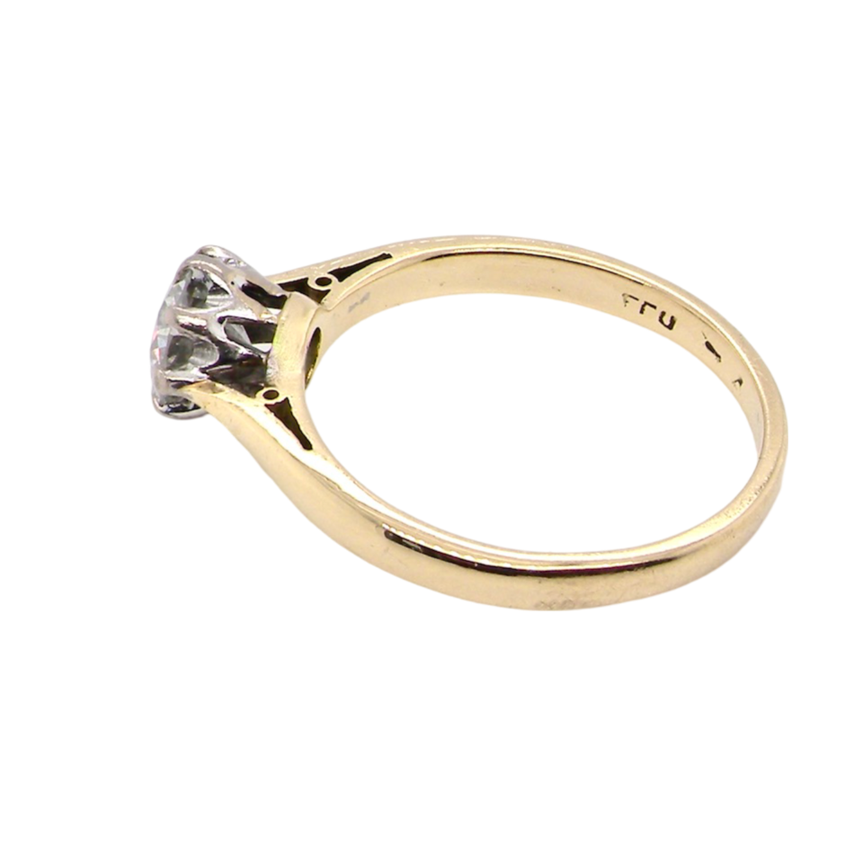 A classic Solitaire Diamond Ring side view