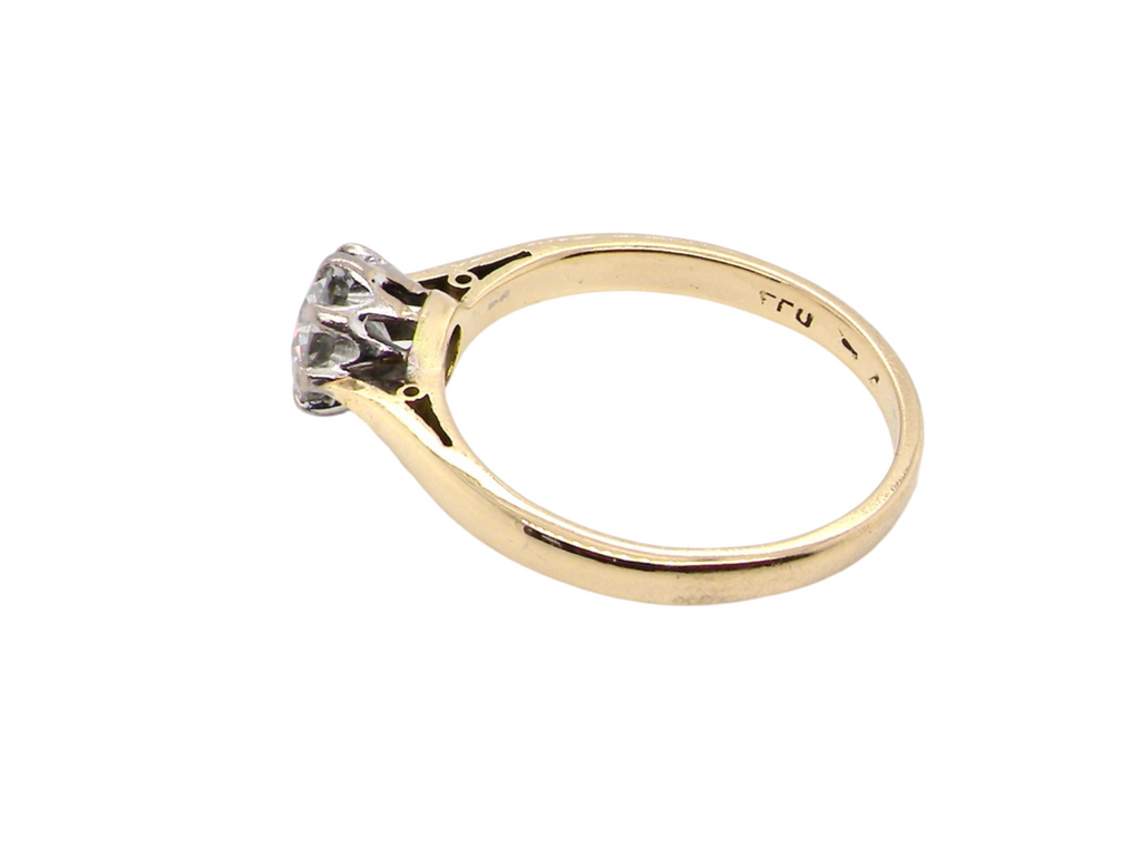 A classic Solitaire Diamond Ring side view