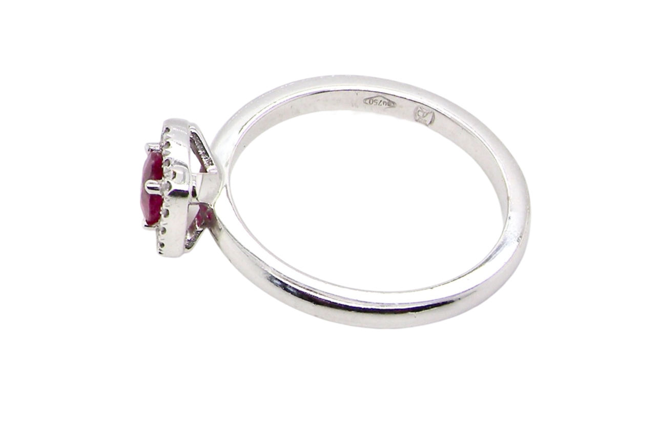 side view ruby an d diamond cluster ring