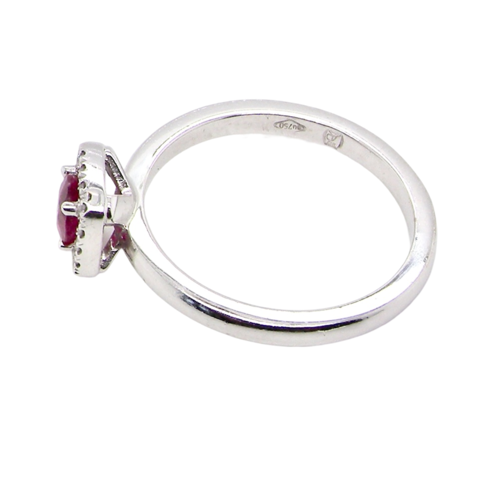 side view ruby an d diamond cluster ring