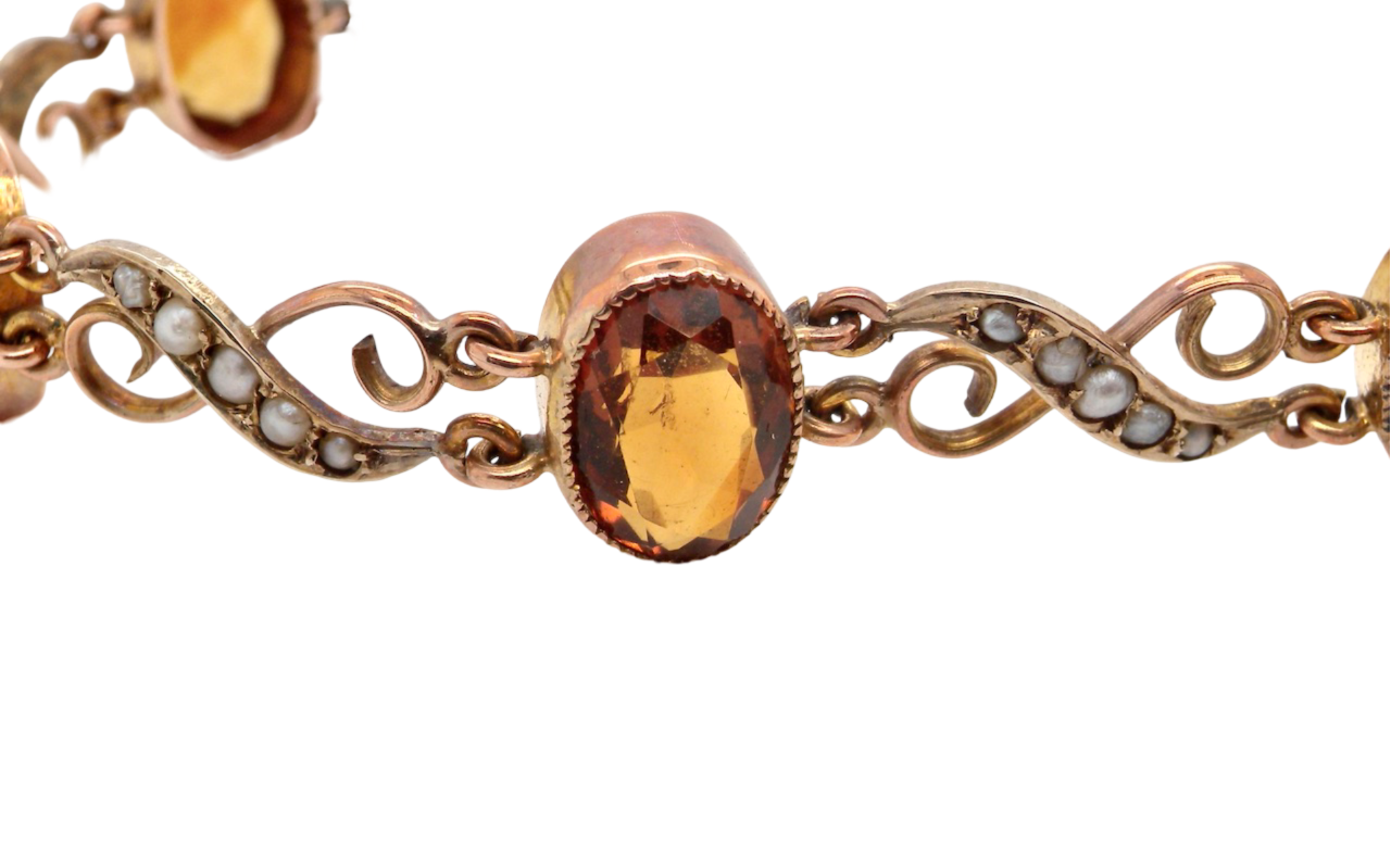 Edwardian citrine and pearl bracelet