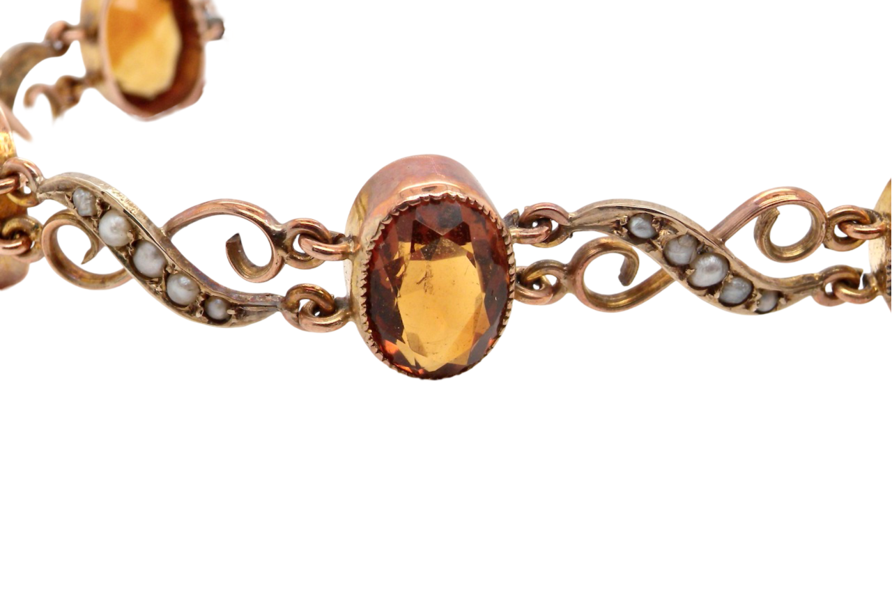 Edwardian citrine and pearl bracelet