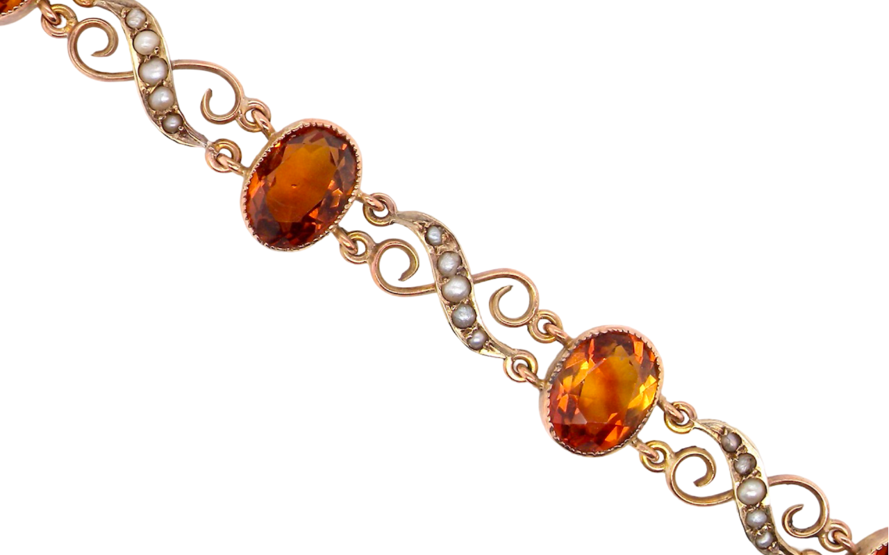Antique citrine and pearl bracelet