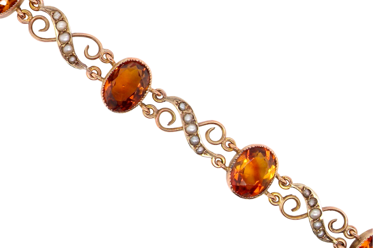 Antique citrine and pearl bracelet