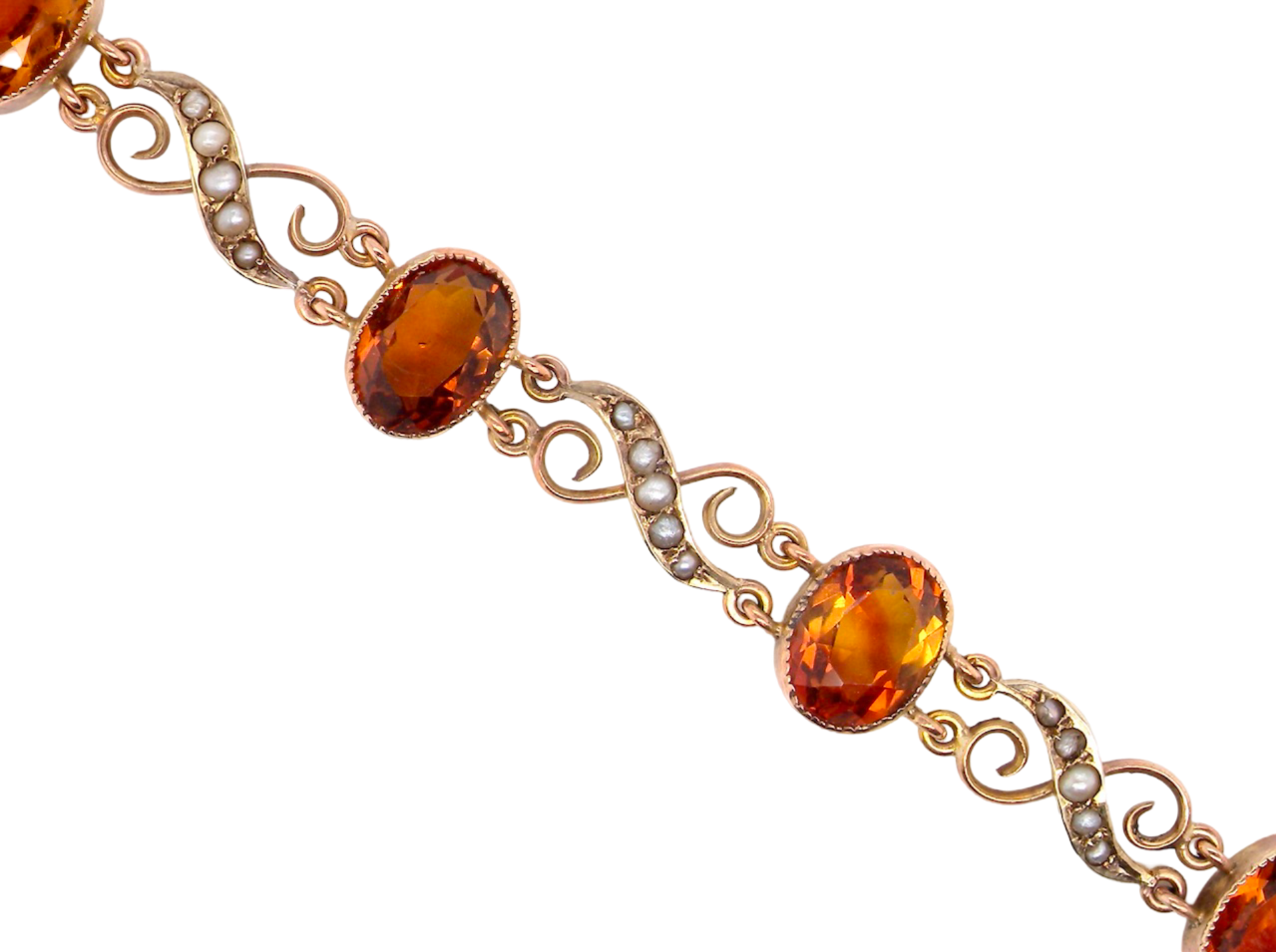 Antique citrine and pearl bracelet