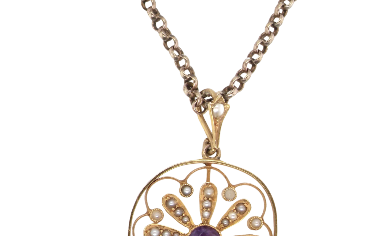 An Antique Amethyst & Pearl Pendant