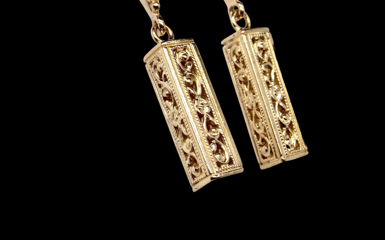 pair of box shaped earrings