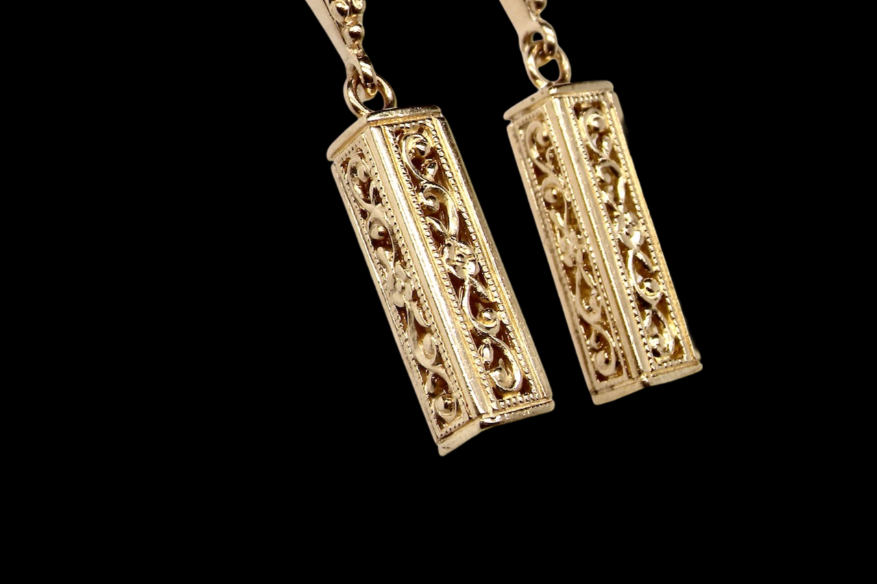 pair of box shaped earrings