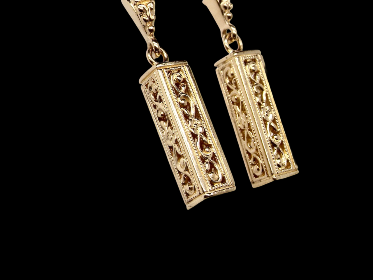 pair of box shaped earrings