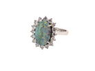 opal and diamond cluster ring