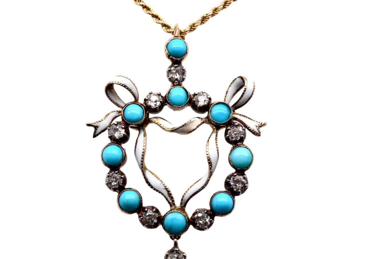 Turquoise and Diamond Pendant