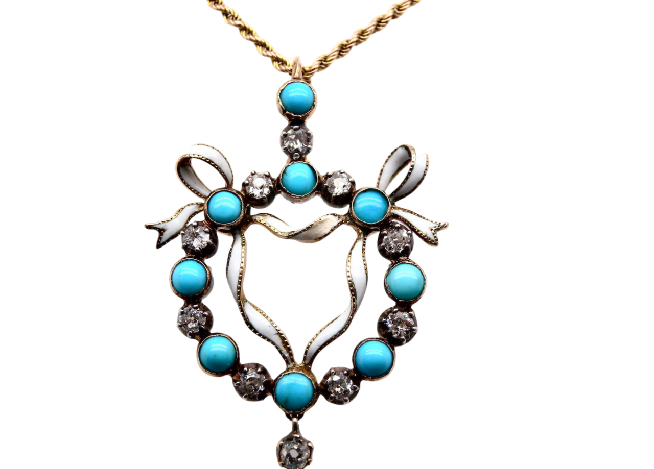 Turquoise and Diamond Pendant