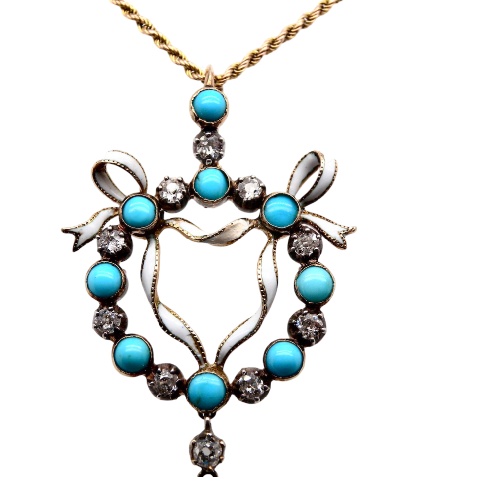 Turquoise and Diamond Pendant