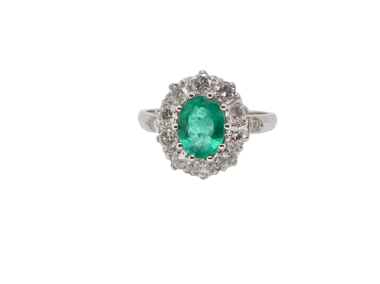 Emerald and Diamond cluster ring