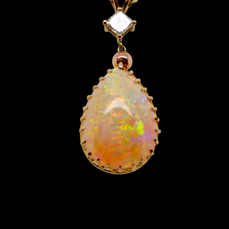 Opal and Diamond Pendant