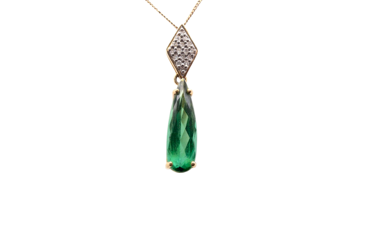 A Tourmaline and Diamond Pendant