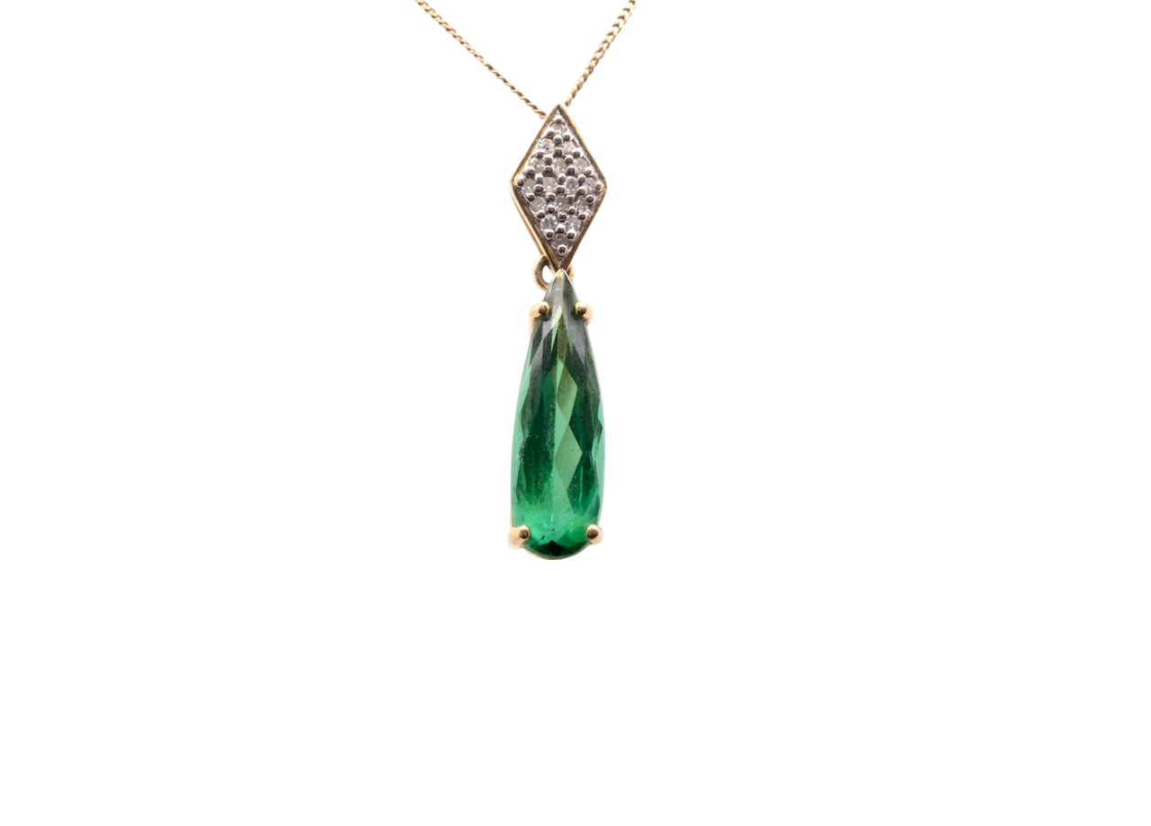 A Tourmaline and Diamond Pendant