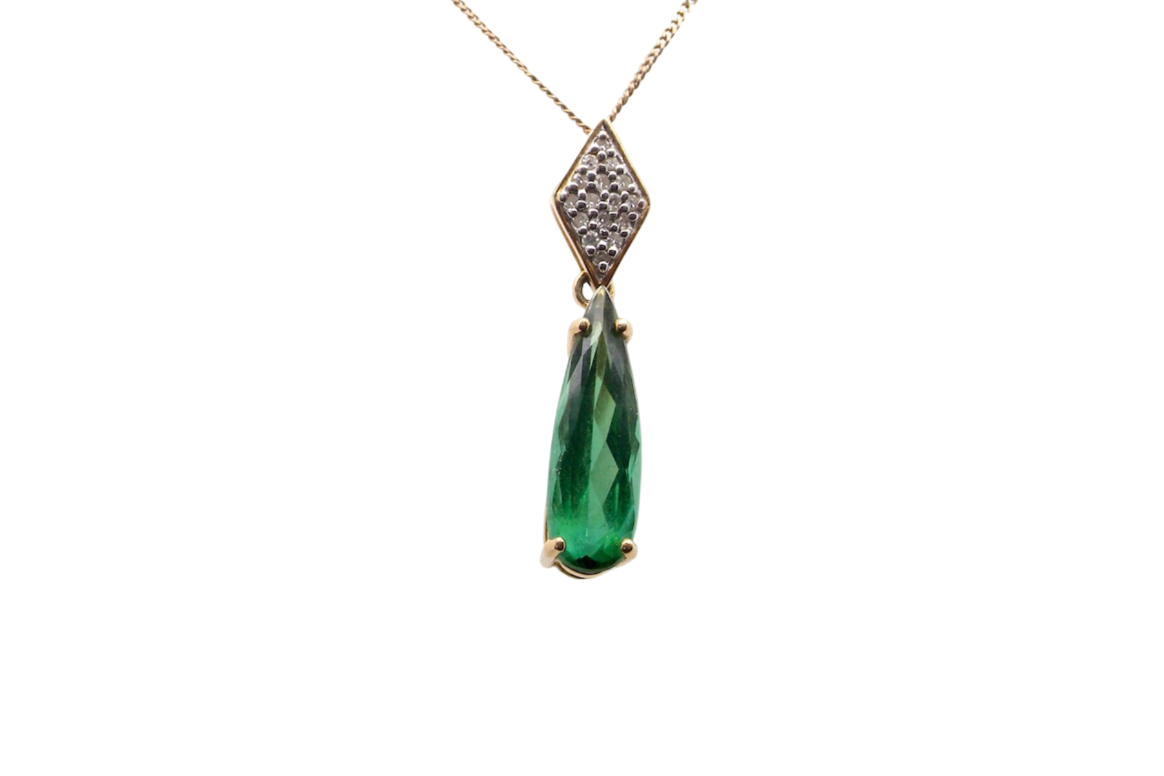 Tourmaline and Diamond Pendant