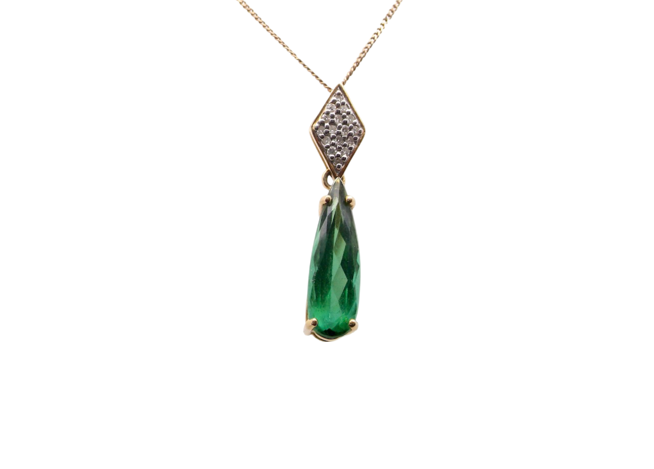Tourmaline and Diamond Pendant