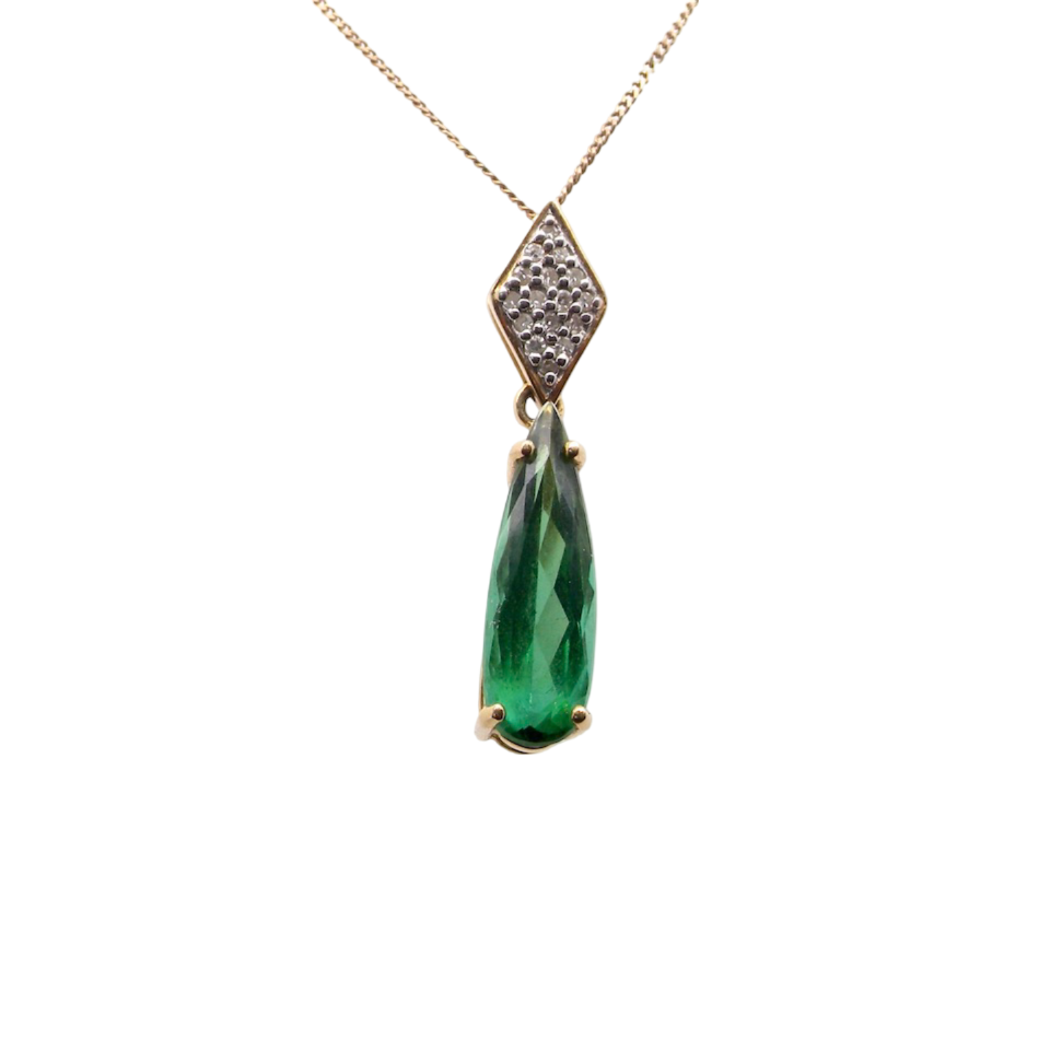 Tourmaline and Diamond Pendant