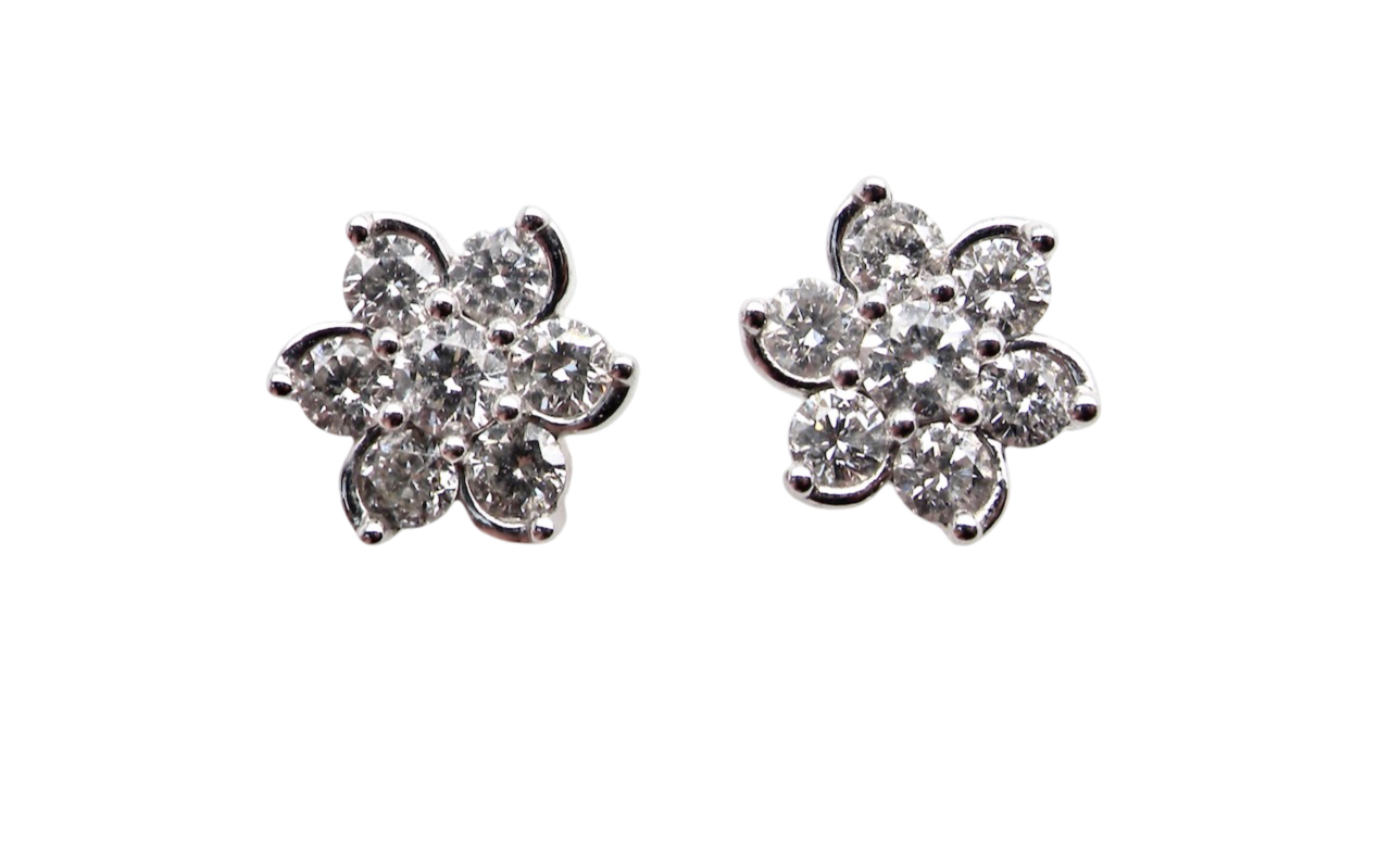 A pair of diamond cluster earrings
