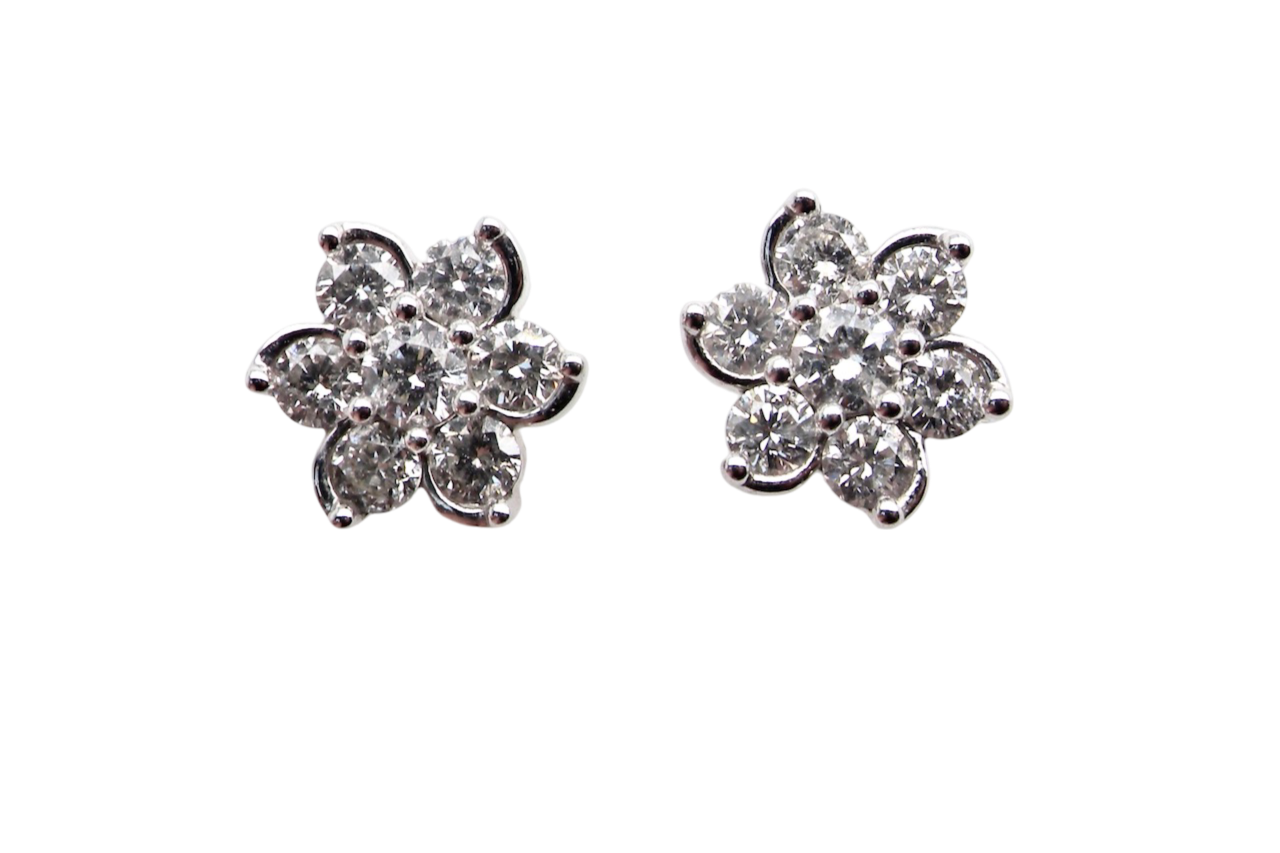 A pair of diamond cluster earrings