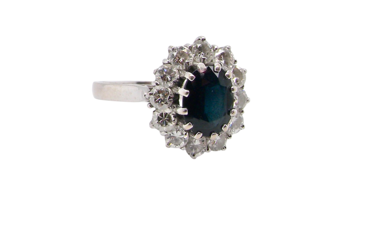 sapphire and diamond cluster ring