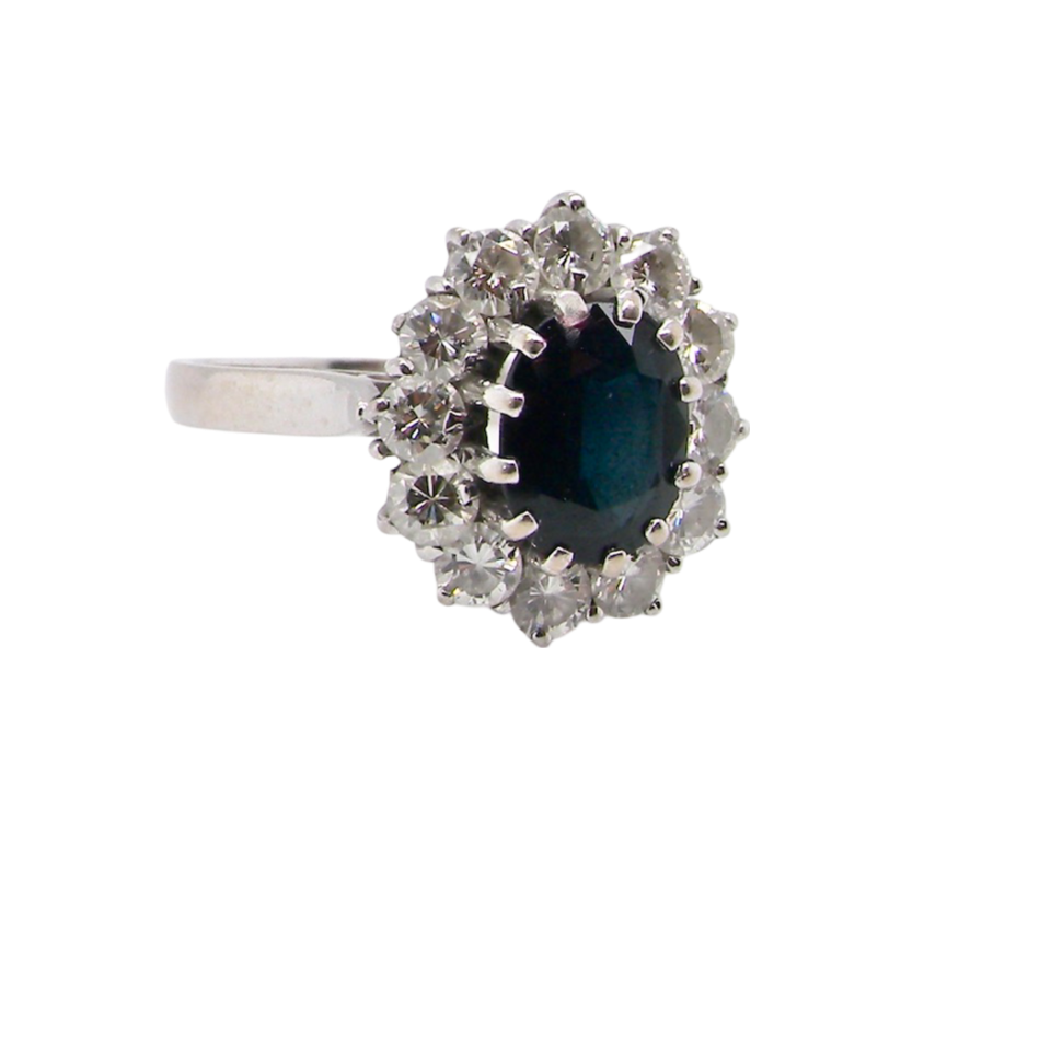 sapphire and diamond cluster ring