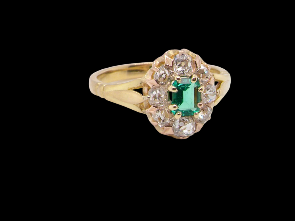 Fine Emerald and Diamond Cluster Ring