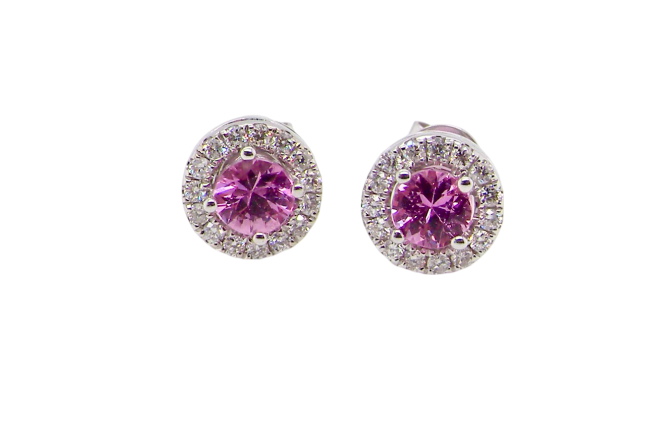 pink sapphire and diamond earrings