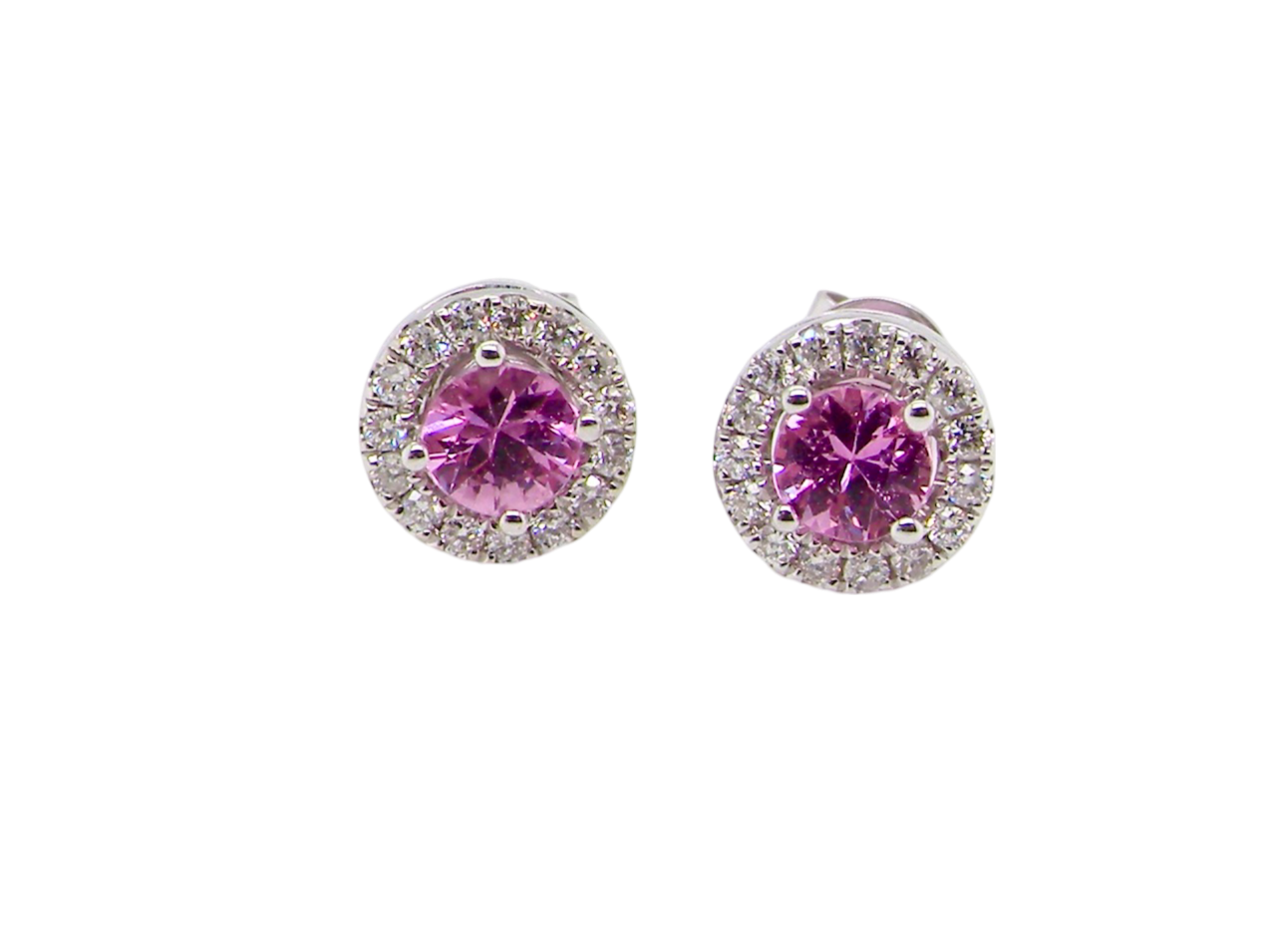 pink sapphire and diamond earrings