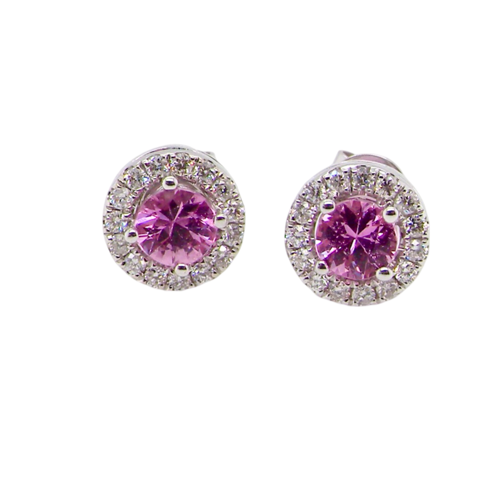 pink sapphire and diamond earrings