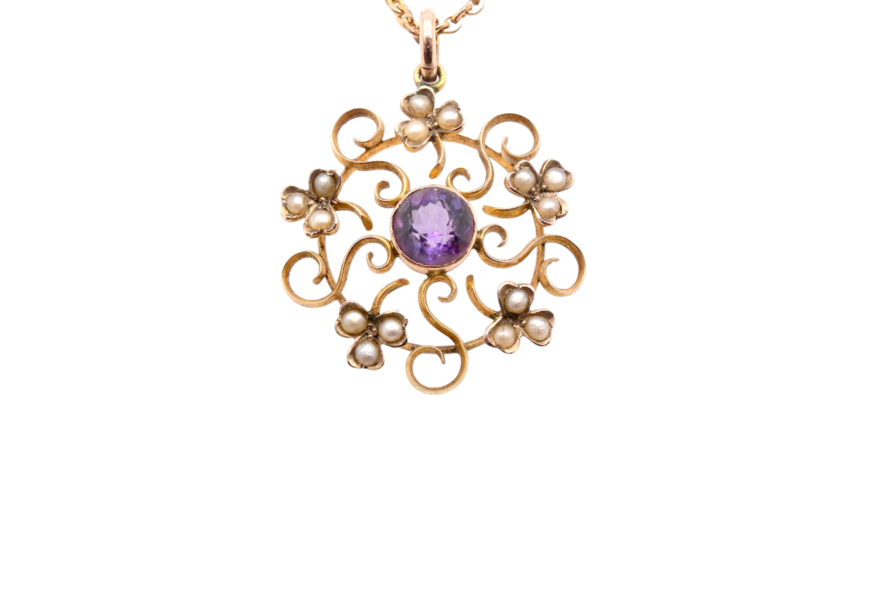 Amethyst and Pearl Pendant