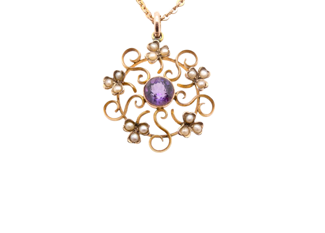Amethyst and Pearl Pendant