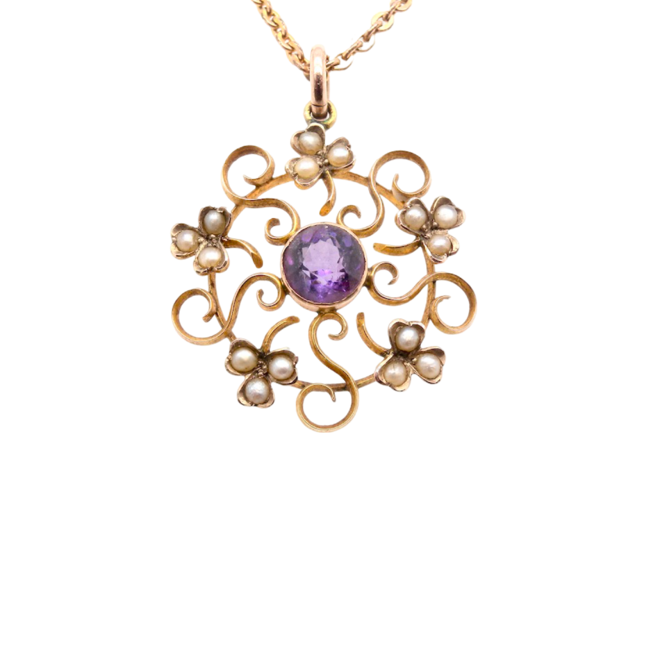 Amethyst and Pearl Pendant