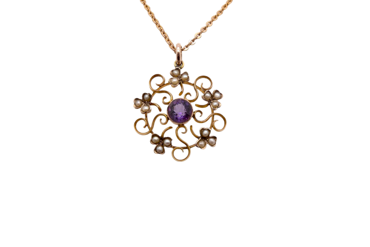 An antique Amethyst and Pearl Pendant