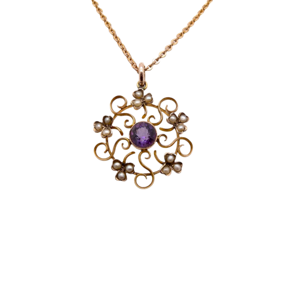 An antique Amethyst and Pearl Pendant