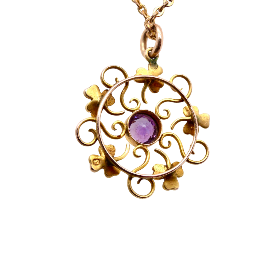An antique Amethyst and Pearl Pendant rear view