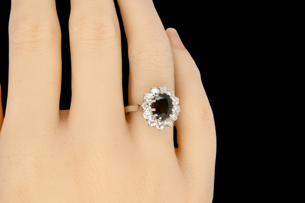 impressive sapphire and diamond cluster ring