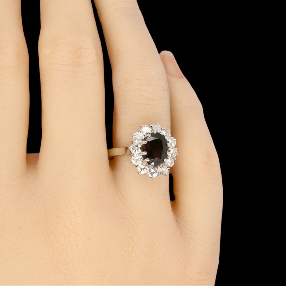 impressive sapphire and diamond cluster ring