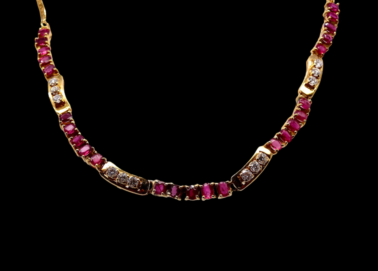 A modern Ruby and Diamond Necklace