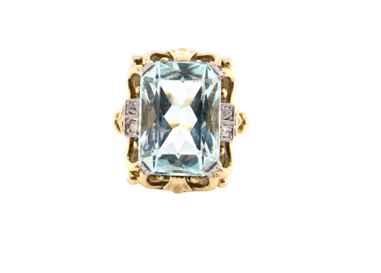 aquamarine and diamond dress ring
