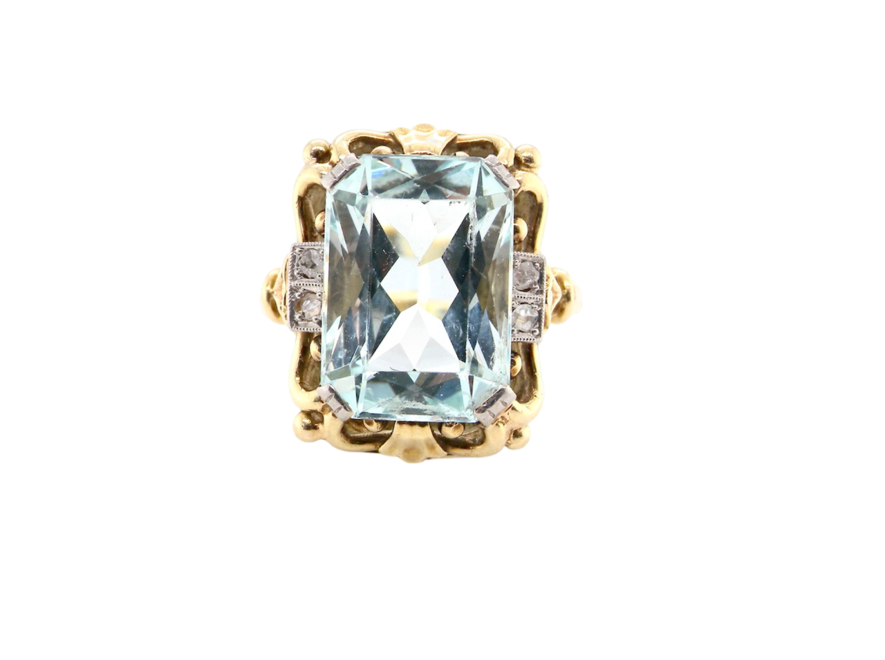 aquamarine and diamond dress ring