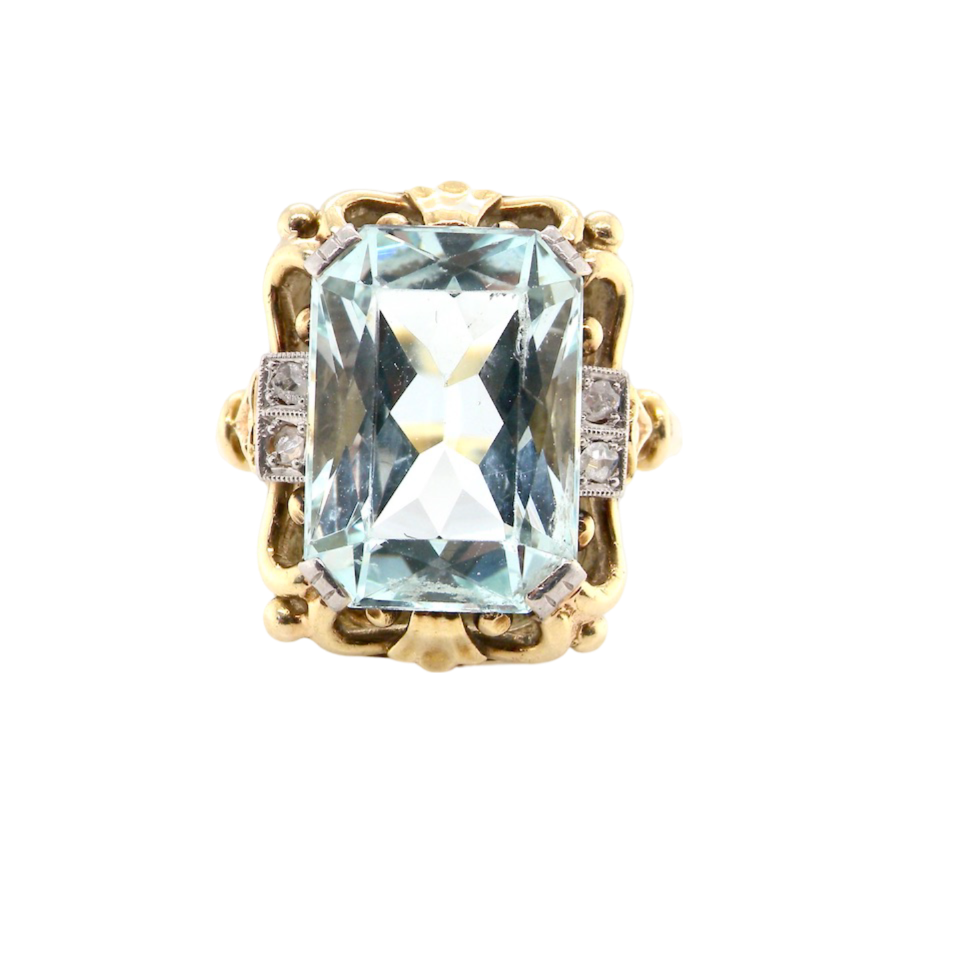 aquamarine and diamond dress ring